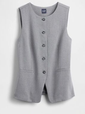 GAP Light Grey Sleeveless Button Vest